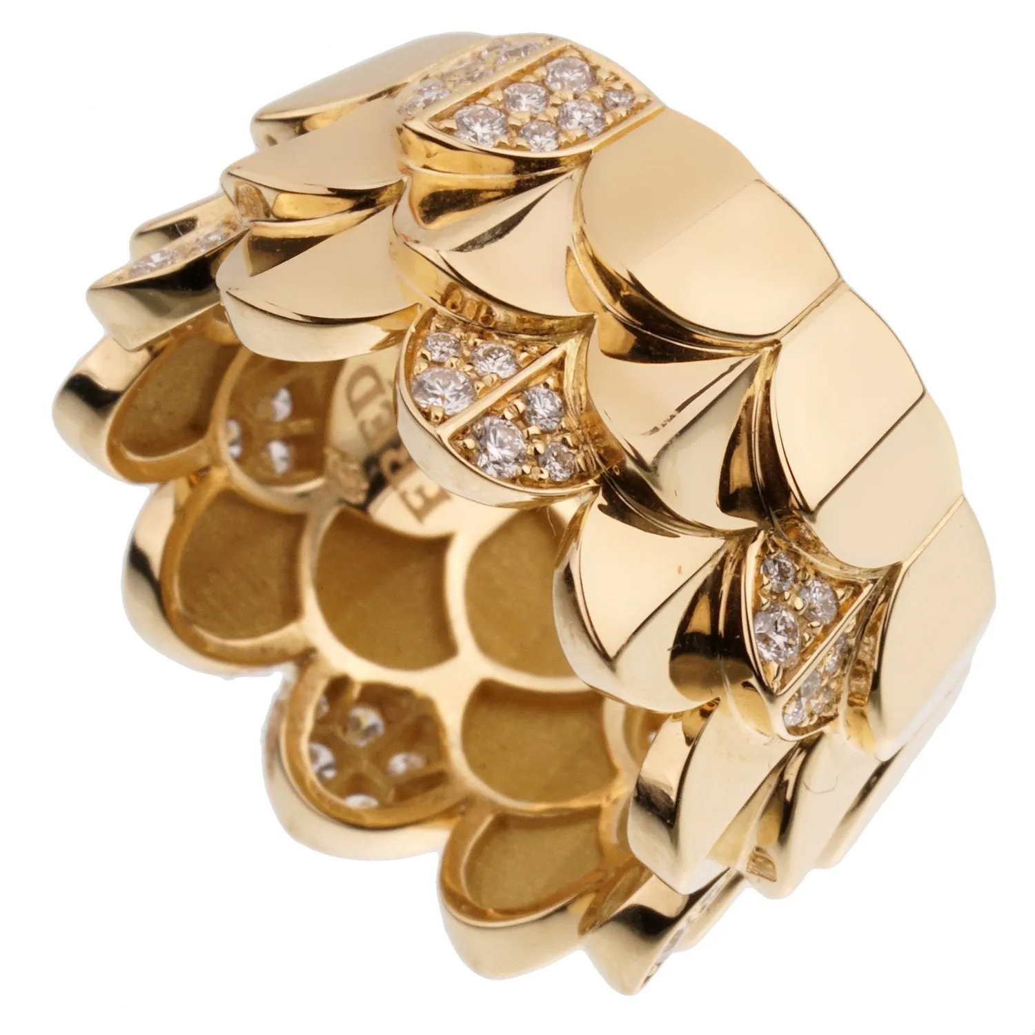 Fred of Paris Diamond Triple Arc Yellow Gold Band Ring Sz 7 1/4