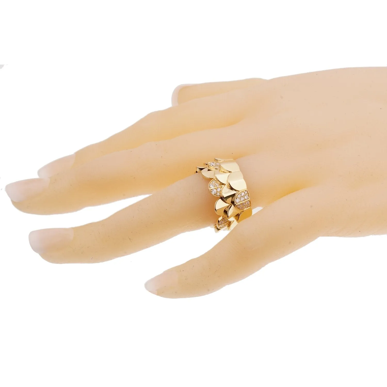 Fred of Paris Diamond Triple Arc Yellow Gold Band Ring Sz 7 1/4