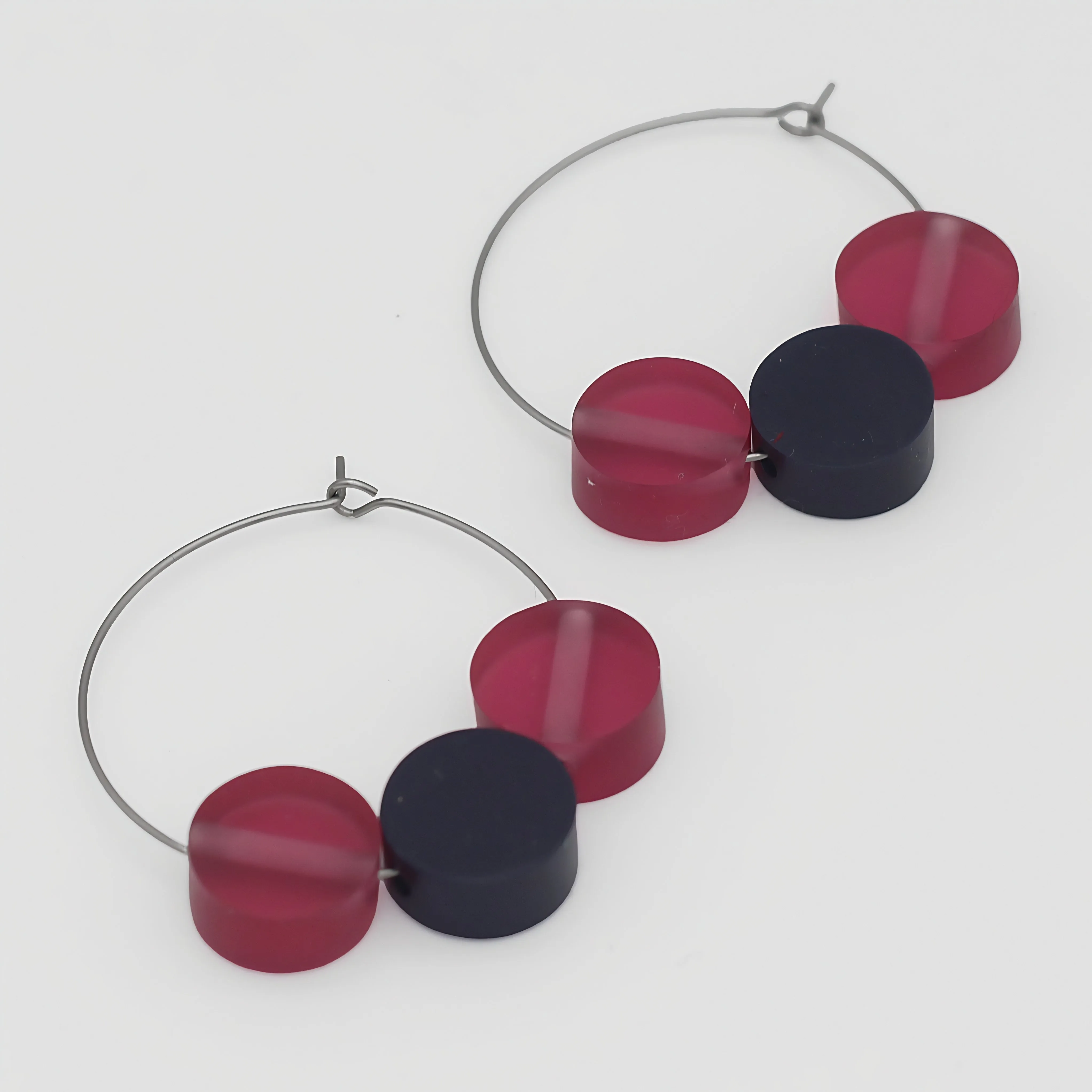 Fuchsia Dot Hoop Dangle Earring