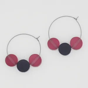 Fuchsia Dot Hoop Dangle Earring