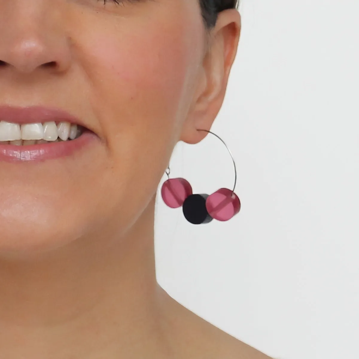 Fuchsia Dot Hoop Dangle Earring