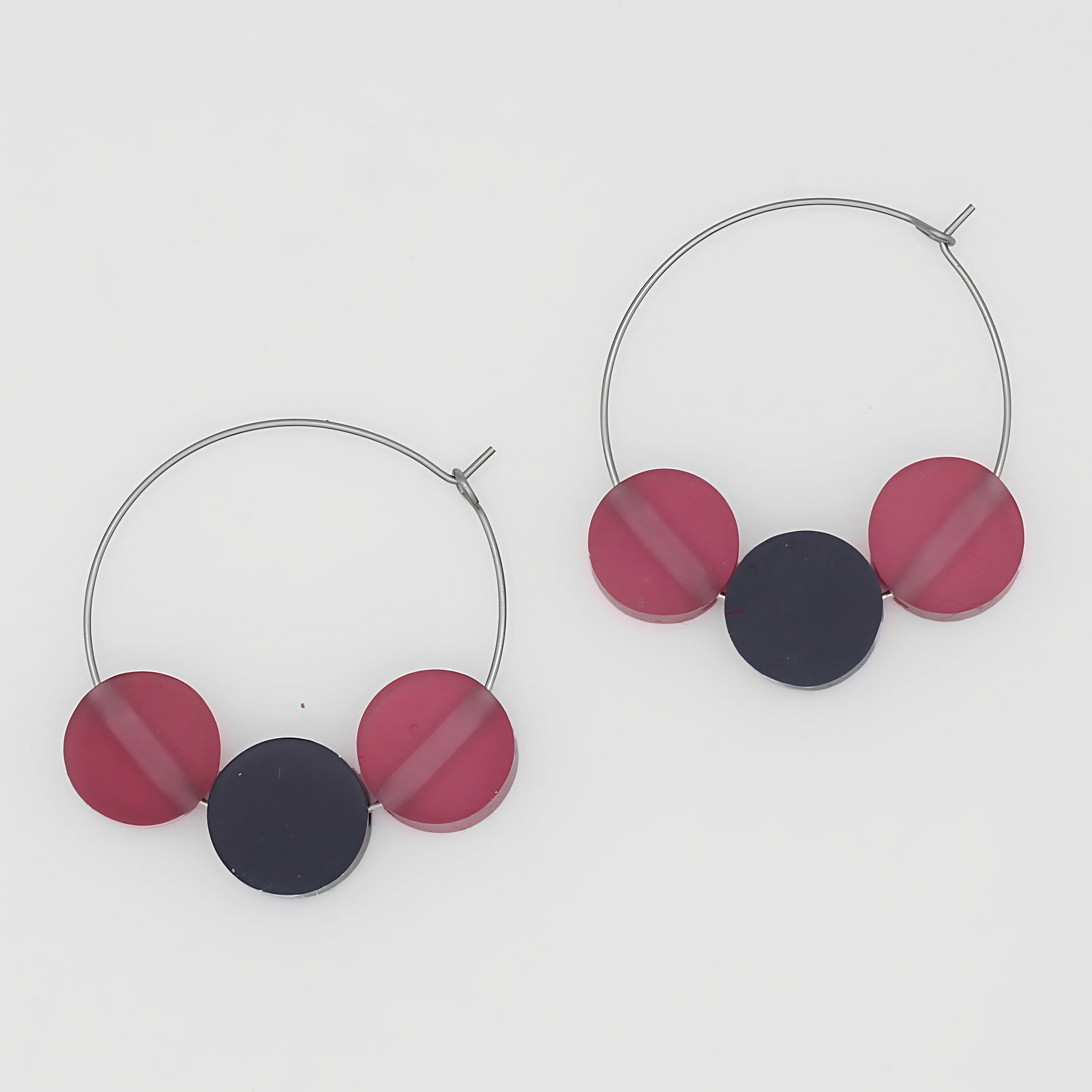 Fuchsia Dot Hoop Dangle Earring