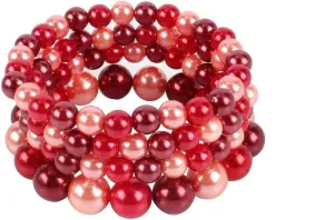 Fuqimanman2020 4pcs Colorful Simulated Pearl Stretch Bracelets Set Strand Stacked Elastic Multilayer Bangle for Women Bridal Wedding Party 1920s Retro Jewelry