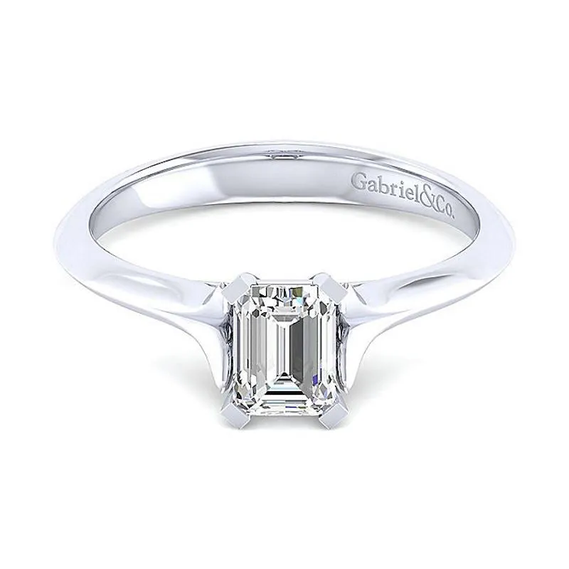 Gabriel & Co 14K White Gold Contemporary Solitaire Diamond Engagement Ring