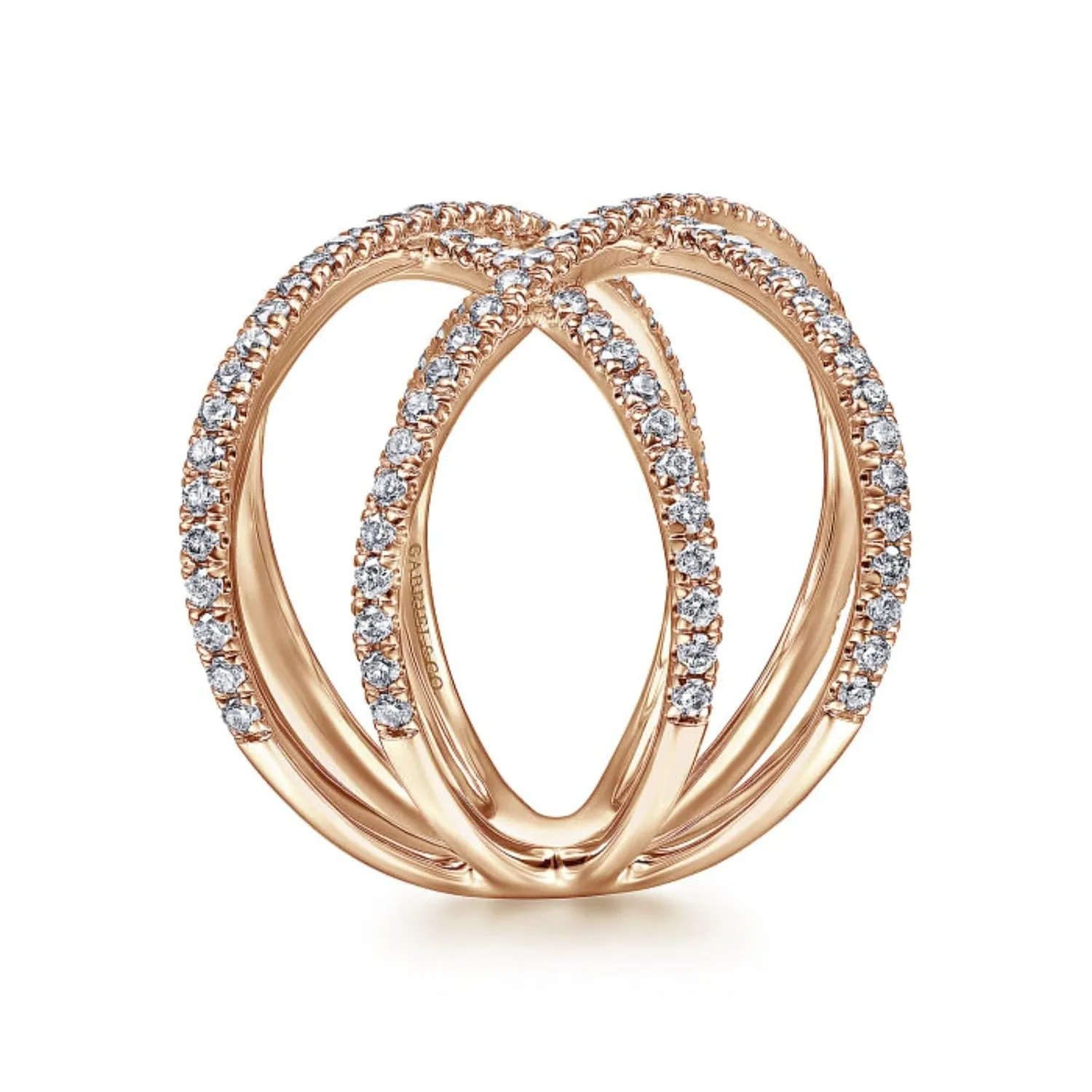 Gabriel & Co. Lusso Criss Cross Contemporary Diamond Fashion Ring