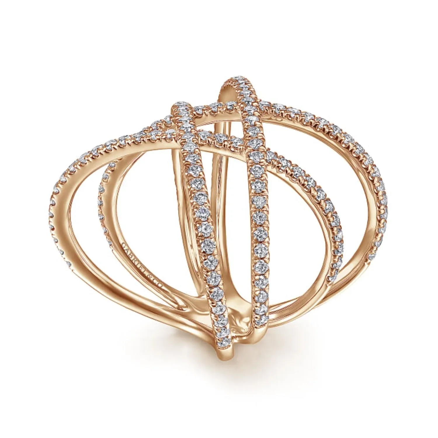 Gabriel & Co. Lusso Criss Cross Contemporary Diamond Fashion Ring