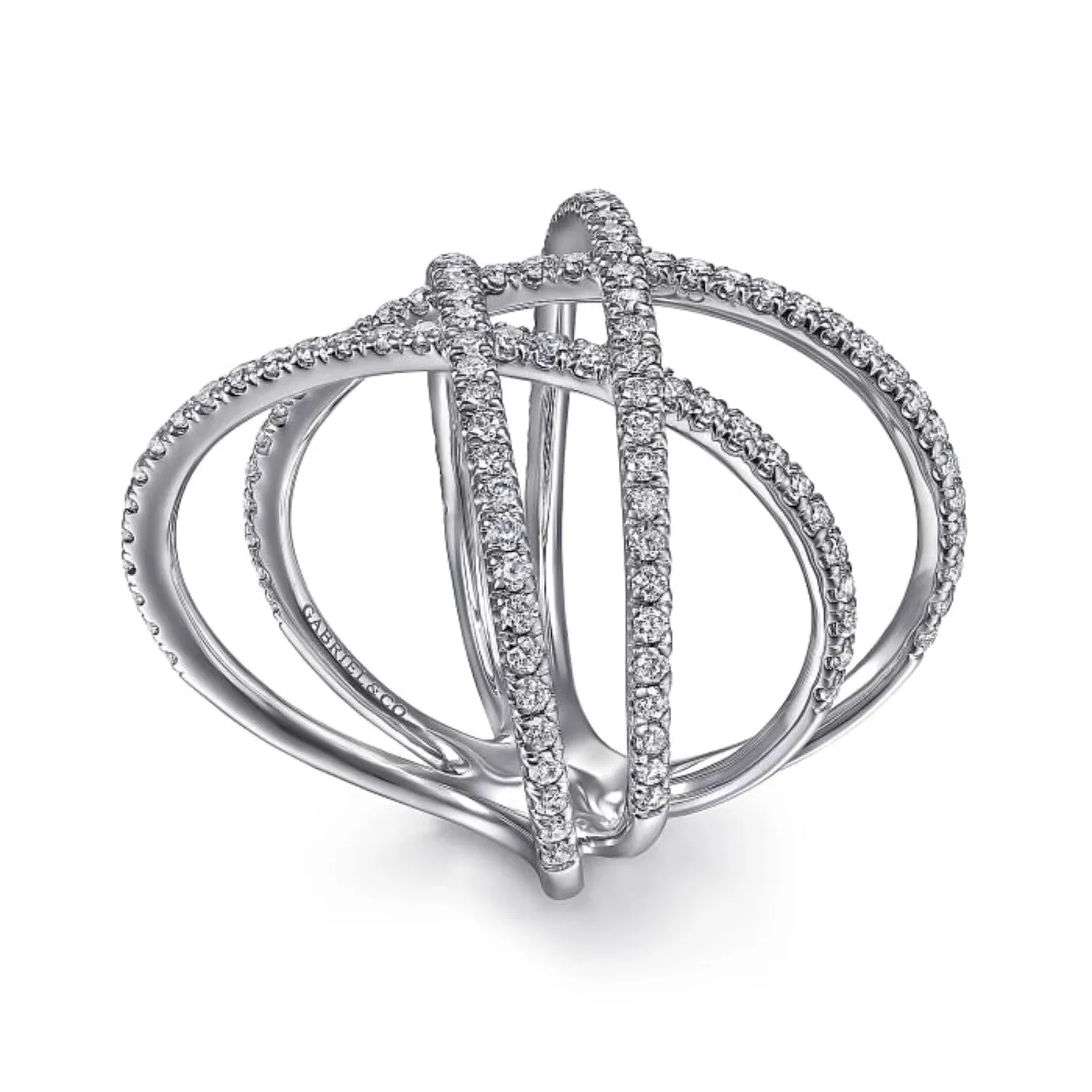 Gabriel & Co. Lusso Criss Cross Contemporary Diamond Fashion Ring