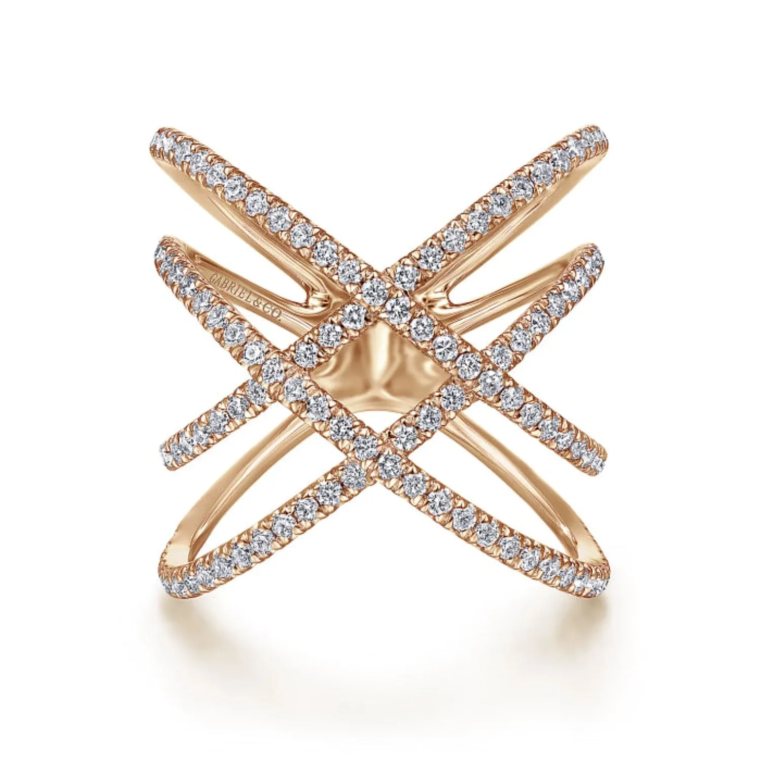 Gabriel & Co. Lusso Criss Cross Contemporary Diamond Fashion Ring