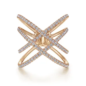 Gabriel & Co. Lusso Criss Cross Contemporary Diamond Fashion Ring
