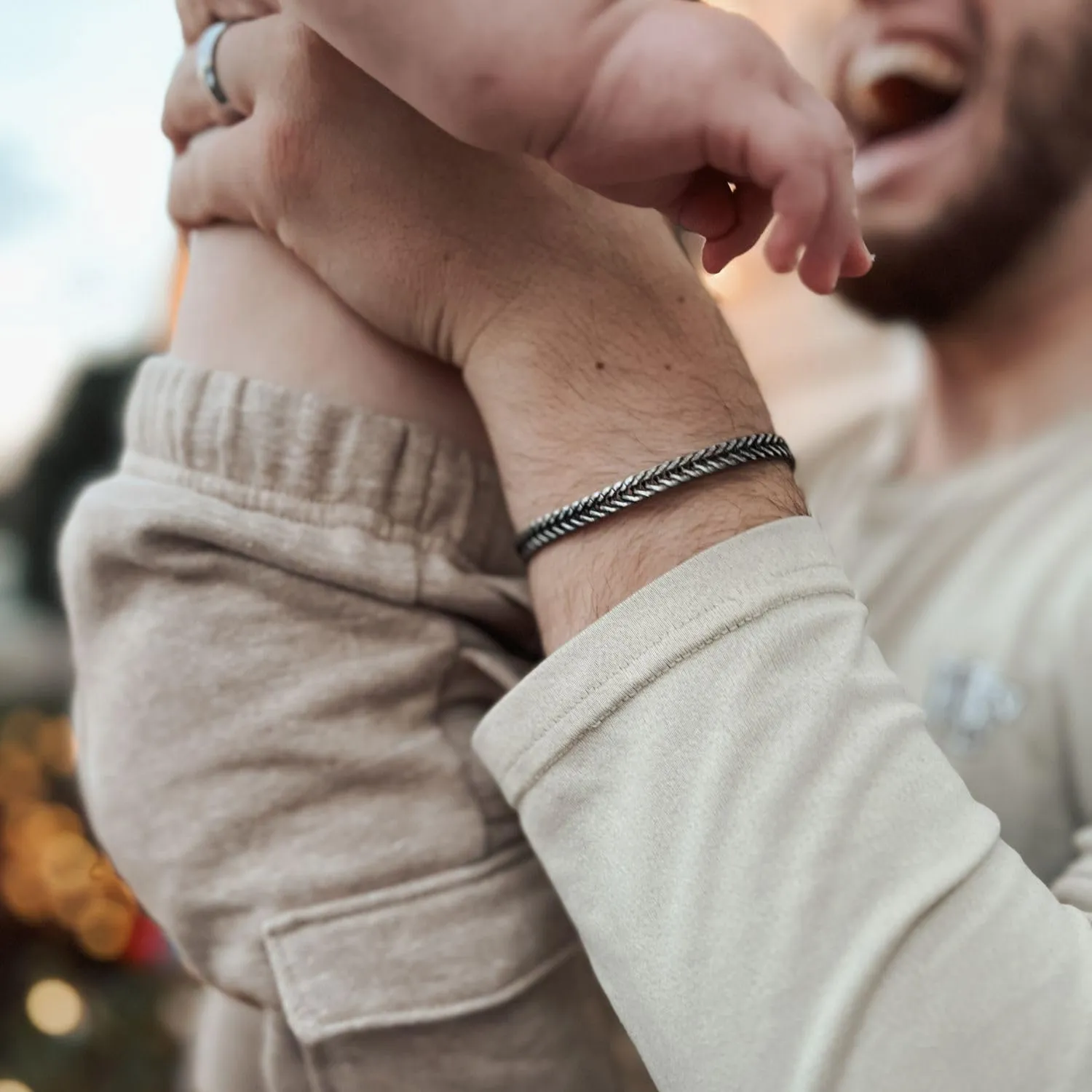 Galis Chain Bracelets For Men 7.5" - Premium Stainless Steel Mens Bracelet, Silver Plated Non Tarnish Bracelet - Snake Chain Everyday Men's Bracelets, Gifts For Him, For The Dad Dedication Card