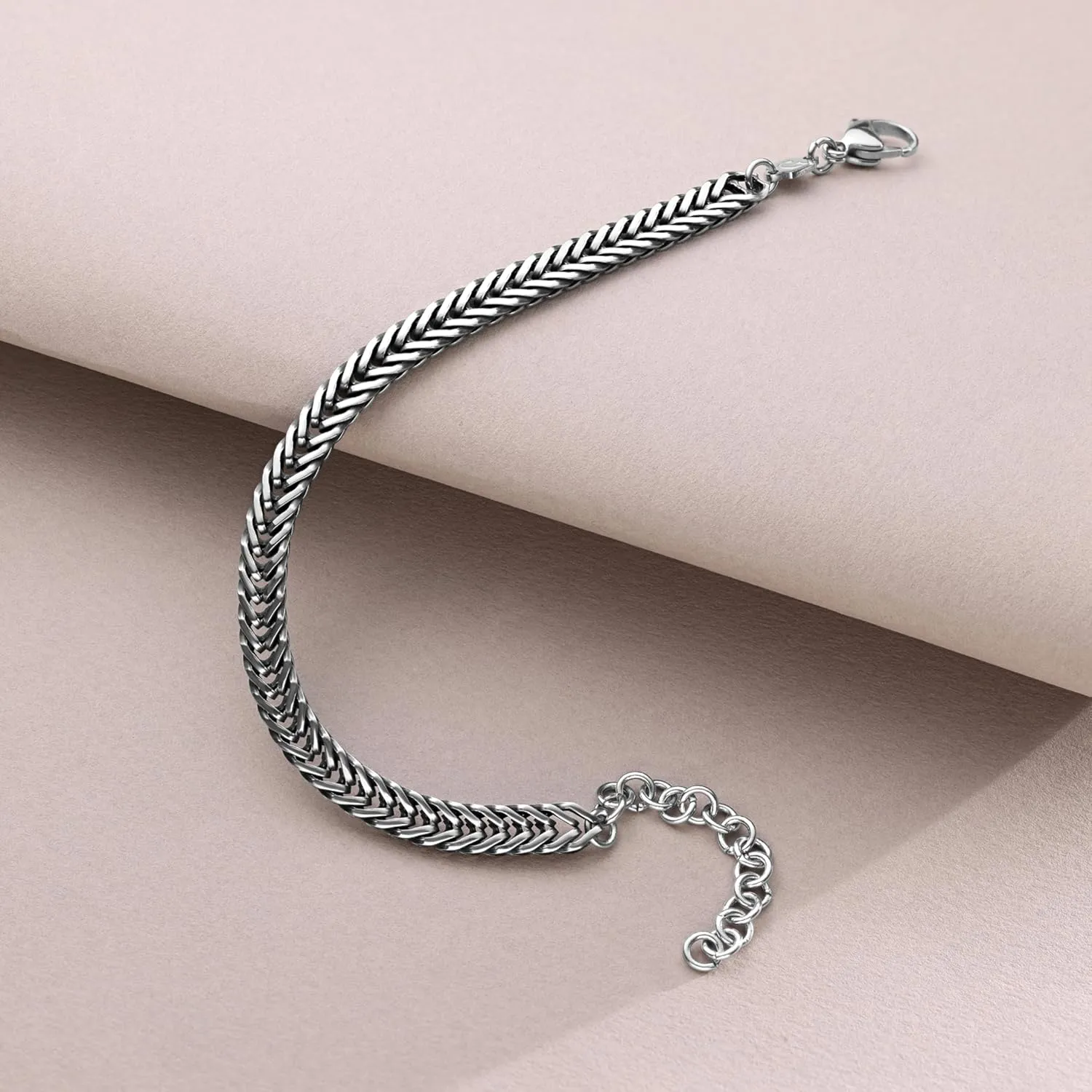 Galis Chain Bracelets For Men 7.5" - Premium Stainless Steel Mens Bracelet, Silver Plated Non Tarnish Bracelet - Snake Chain Everyday Men's Bracelets, Gifts For Him, For The Dad Dedication Card