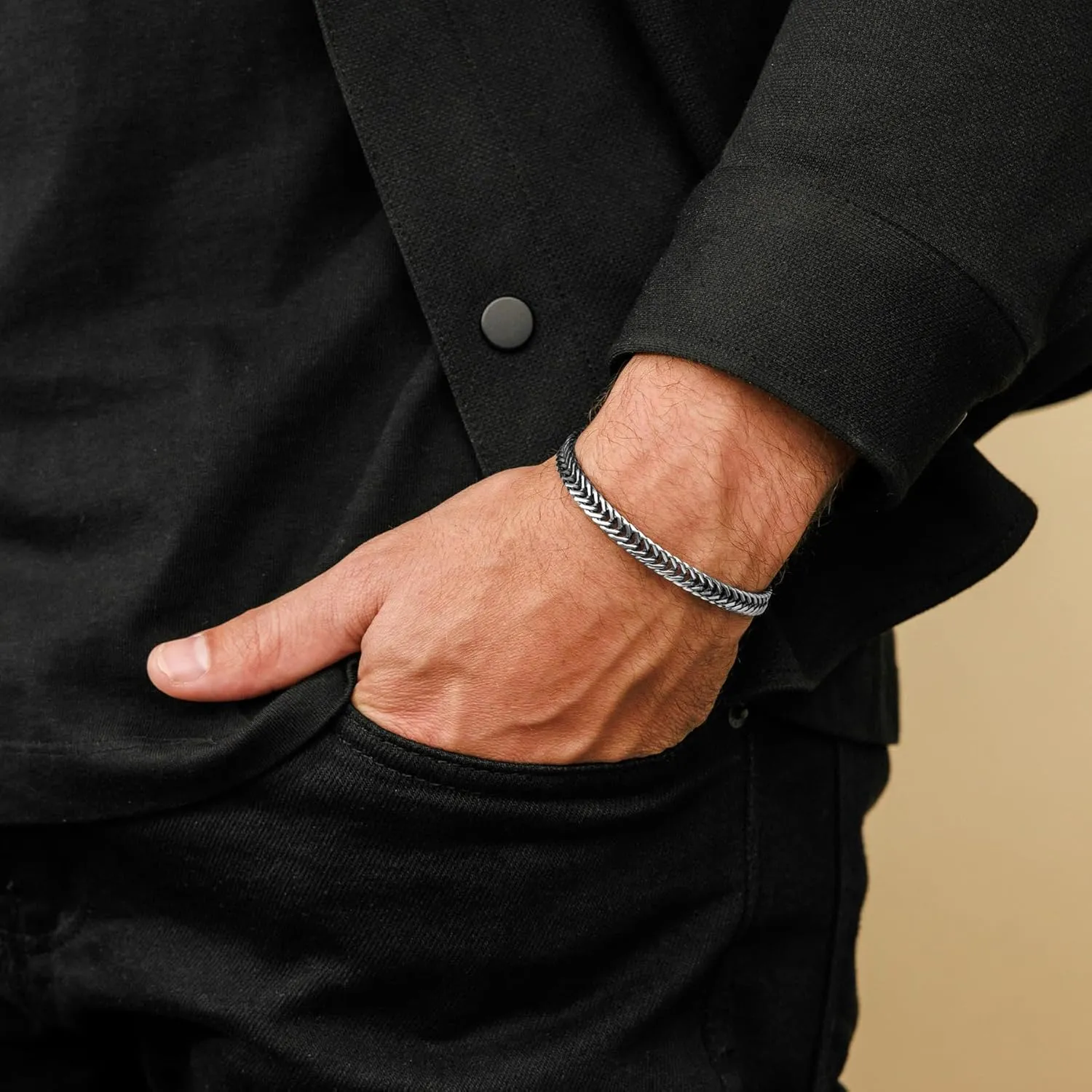 Galis Chain Bracelets For Men 7.5" - Premium Stainless Steel Mens Bracelet, Silver Plated Non Tarnish Bracelet - Snake Chain Everyday Men's Bracelets, Gifts For Him, For The Dad Dedication Card