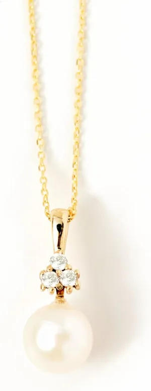 Gelin 0.06 ct Diamond and Pearl Necklace in 14k Solid Gold