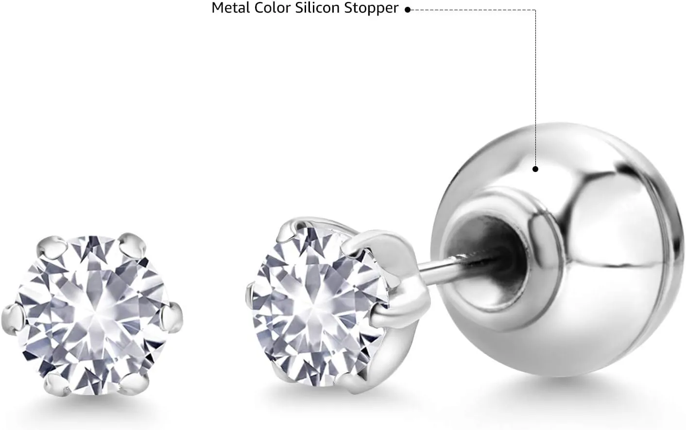 Gem Stone King 3MM Round Gemstone Birthstone Six Prong Platinum Stud Earrings For Women Men