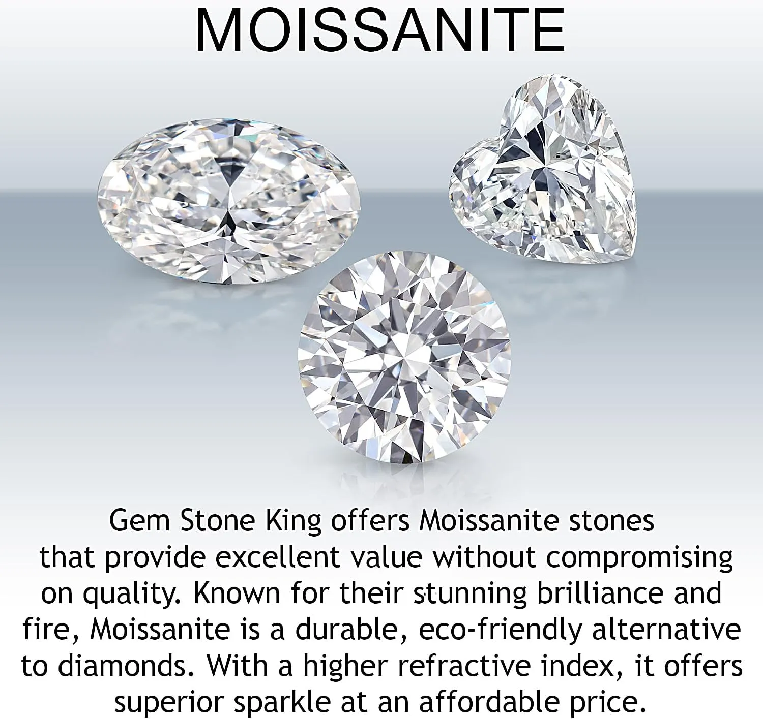 Gem Stone King 925 Silver and 10K Yellow Gold 3-Stone Ring Oval Cabochon Blue Simulated Opal and Half Moon Moissanite | 1.06 Cttw | Gemstone Birthstone | Available In Size 5, 6, 7, 8, 9