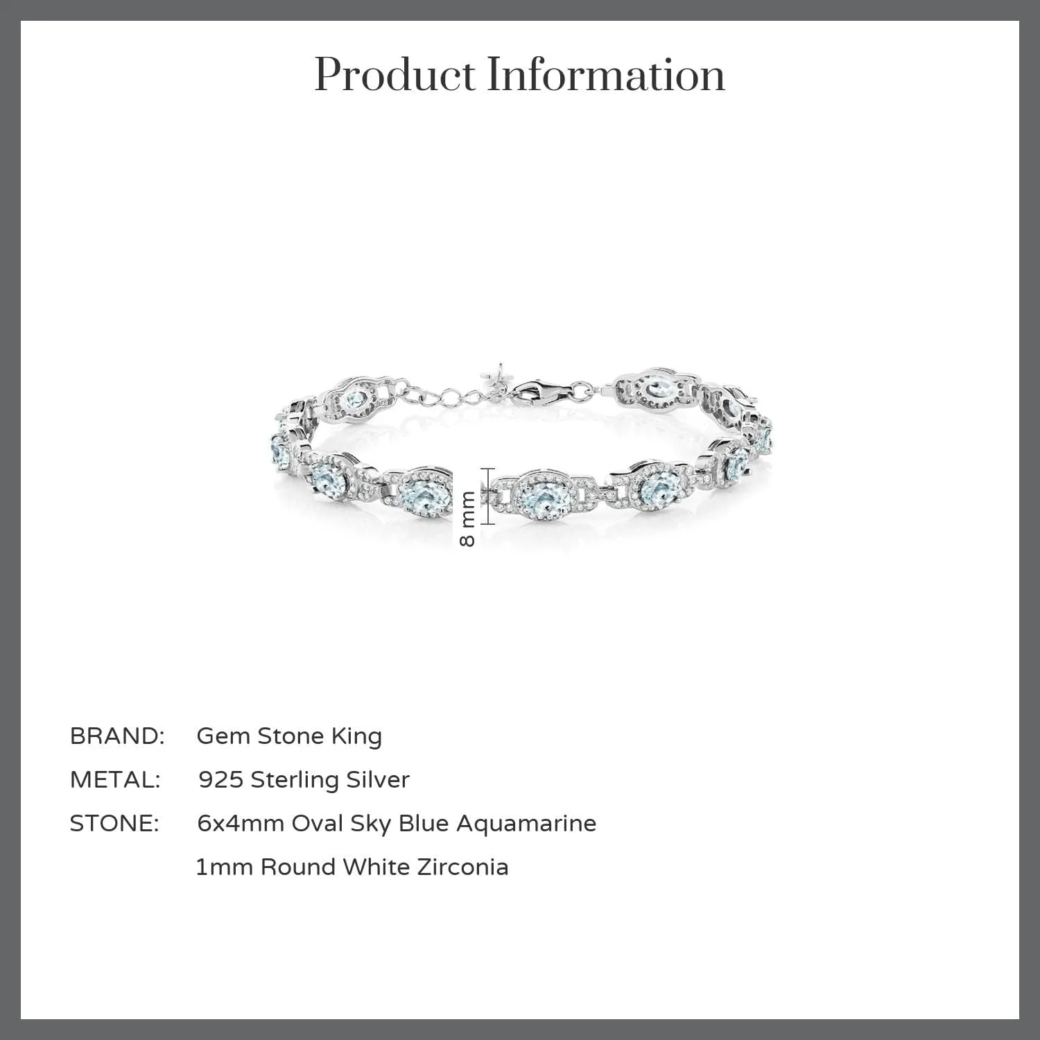 Gem Stone King 925 Sterling Silver Oval Gemstone Birthstone Tennis Bracelet For Women | Oval 6X4MM | 7 Inch With 1 Inch Extender | Fine Jewelry Gifts for Her Mom Women Wife