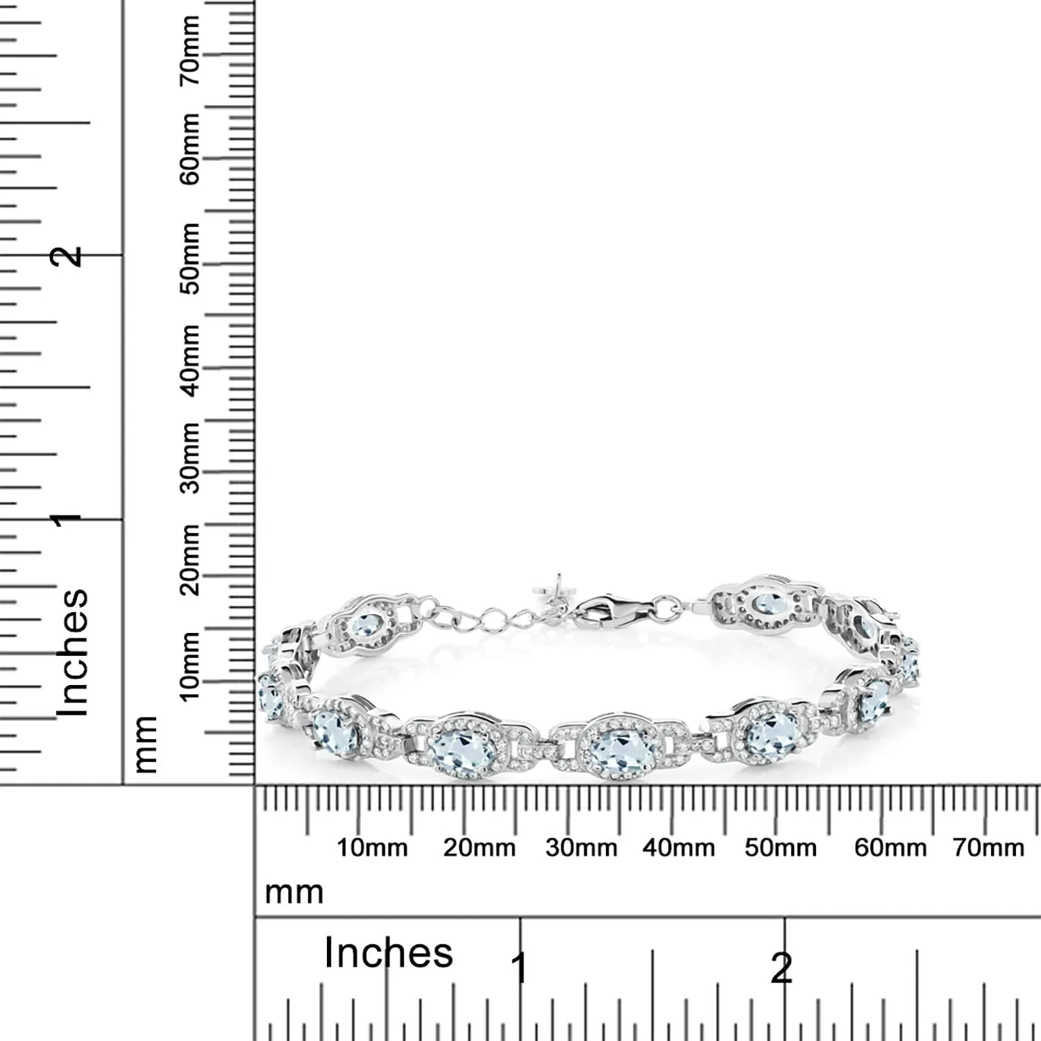 Gem Stone King 925 Sterling Silver Oval Gemstone Birthstone Tennis Bracelet For Women | Oval 6X4MM | 7 Inch With 1 Inch Extender | Fine Jewelry Gifts for Her Mom Women Wife