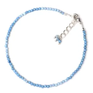 Gempires Natural Blue Opal Beaded Bracelets Lightweight Crystal Jewelry Hypoallergenic 8 Inch Silver Plated Gemstones Bracelets Jewelry Gifts For Women