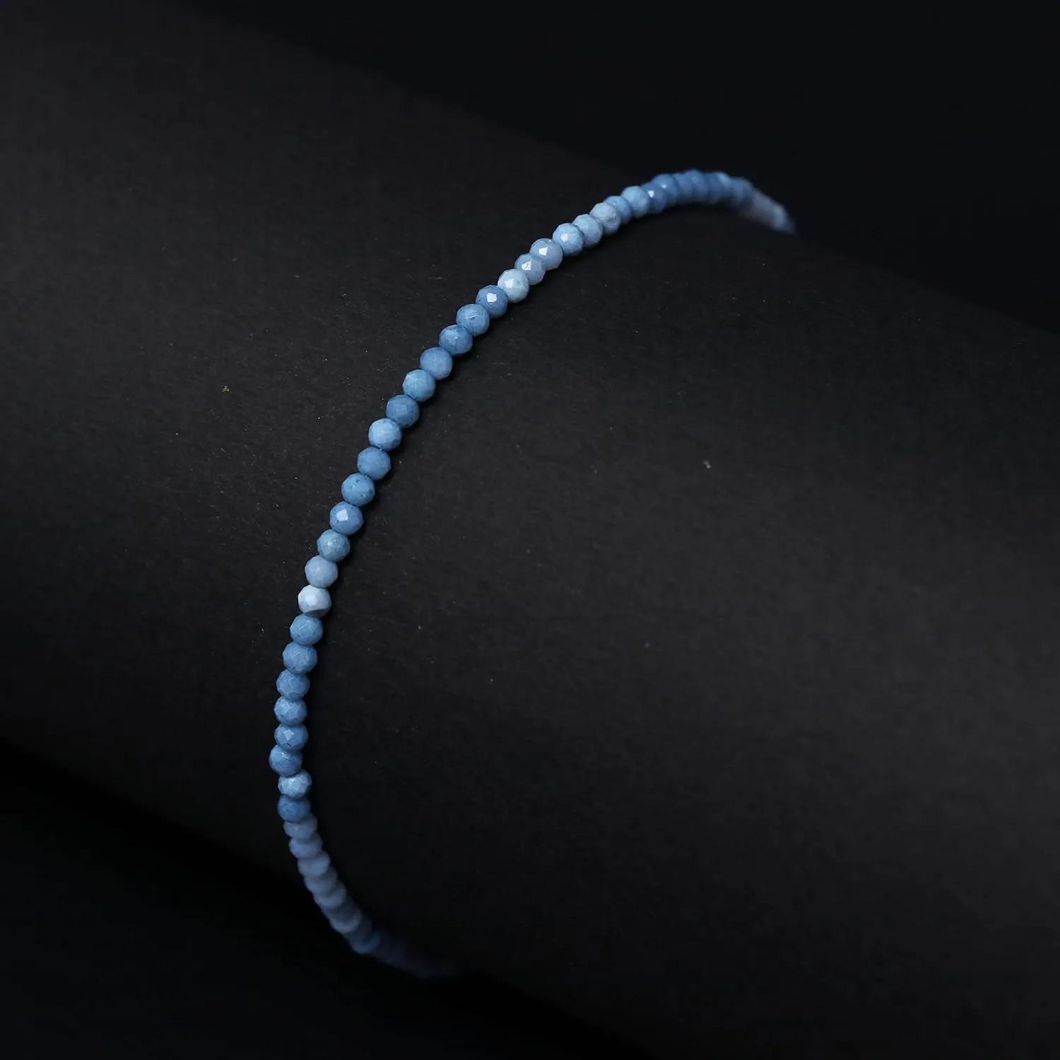 Gempires Natural Blue Opal Beaded Bracelets Lightweight Crystal Jewelry Hypoallergenic 8 Inch Silver Plated Gemstones Bracelets Jewelry Gifts For Women