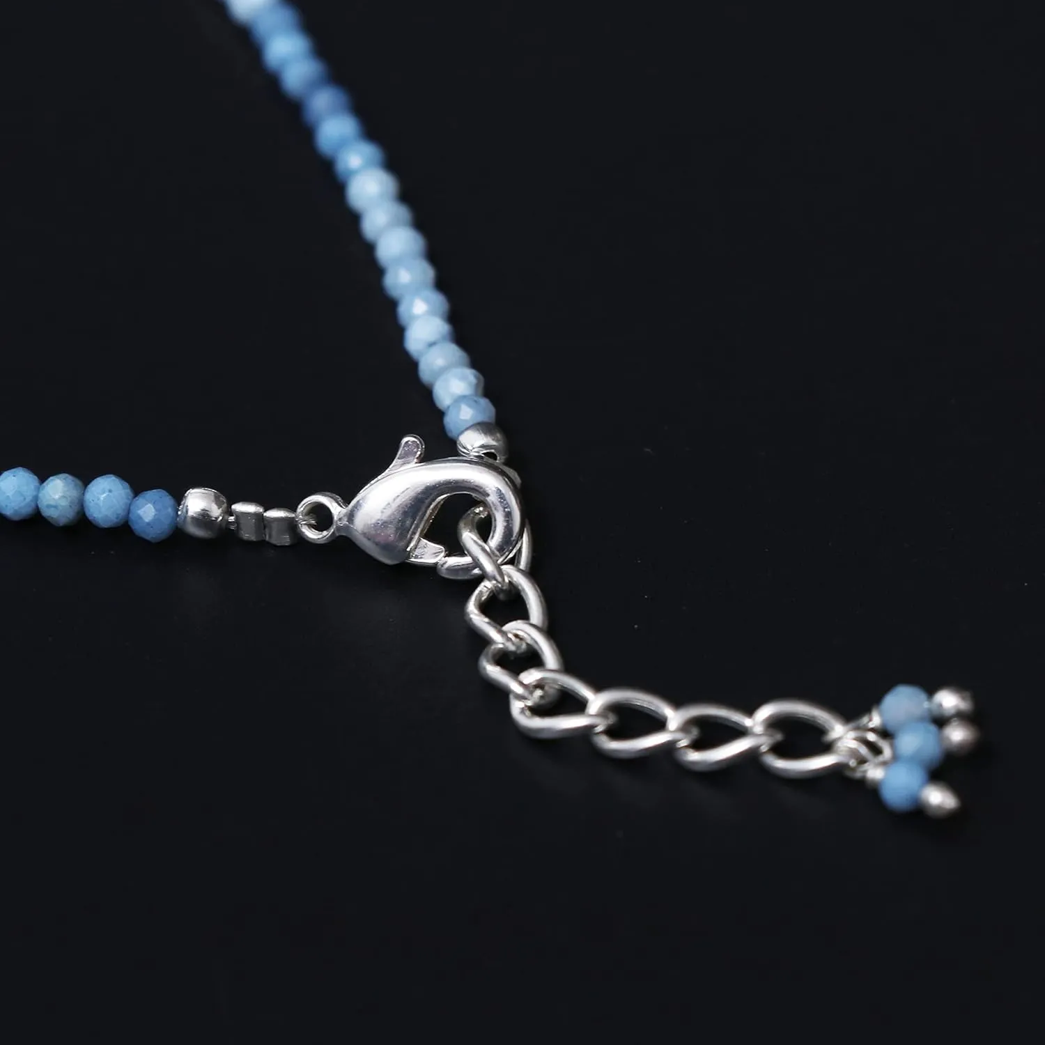 Gempires Natural Blue Opal Beaded Bracelets Lightweight Crystal Jewelry Hypoallergenic 8 Inch Silver Plated Gemstones Bracelets Jewelry Gifts For Women