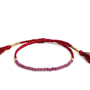 Gempires Natural Pink Ruby Beads Braided Bracelets July Birthstone Gemstone Jewelry Friendship Bracelets For Women Elegant Lightweight Handmade Jewelry