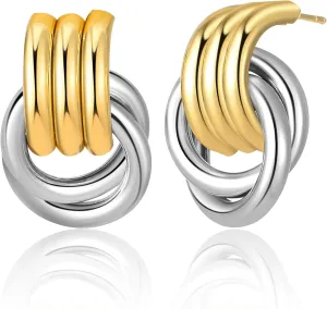 Geometric Earrings for Women 18K Gold Plated Chunky Dangle Earrings Statement Drop Earrings Jewelry Gift for Women