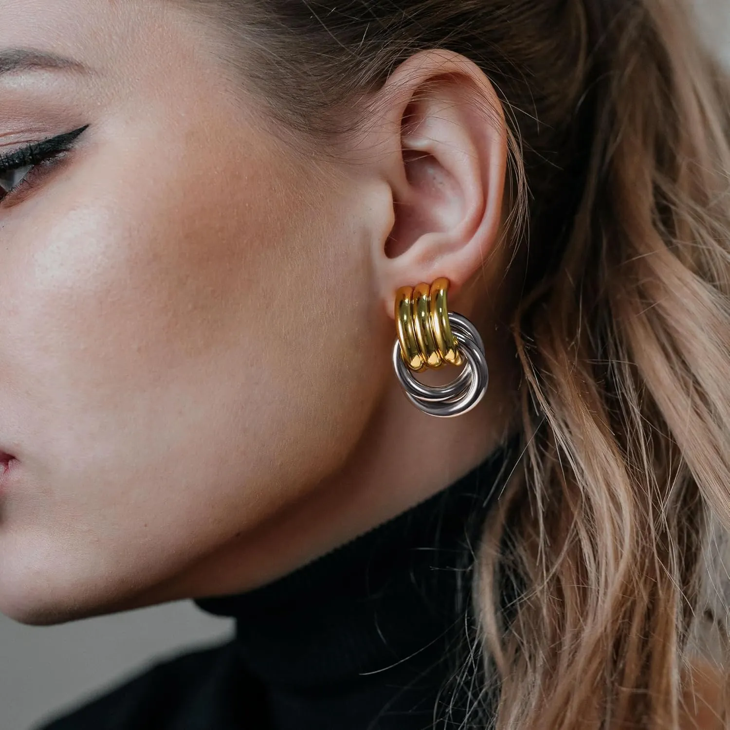 Geometric Earrings for Women 18K Gold Plated Chunky Dangle Earrings Statement Drop Earrings Jewelry Gift for Women