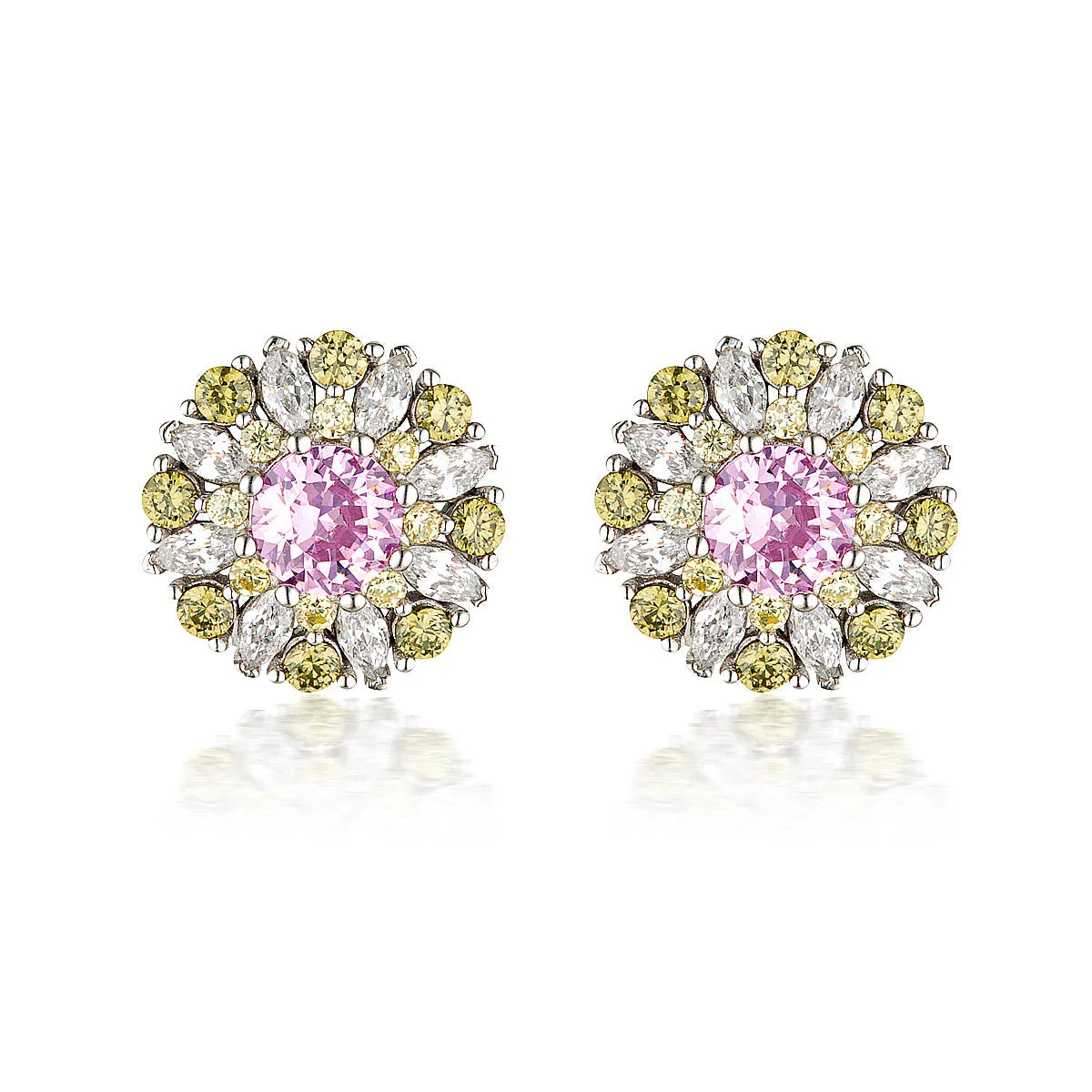 GEORGINI SUMMER SORBET BERRY BLOOM MULTI COLOURED EARRINGS SILVER