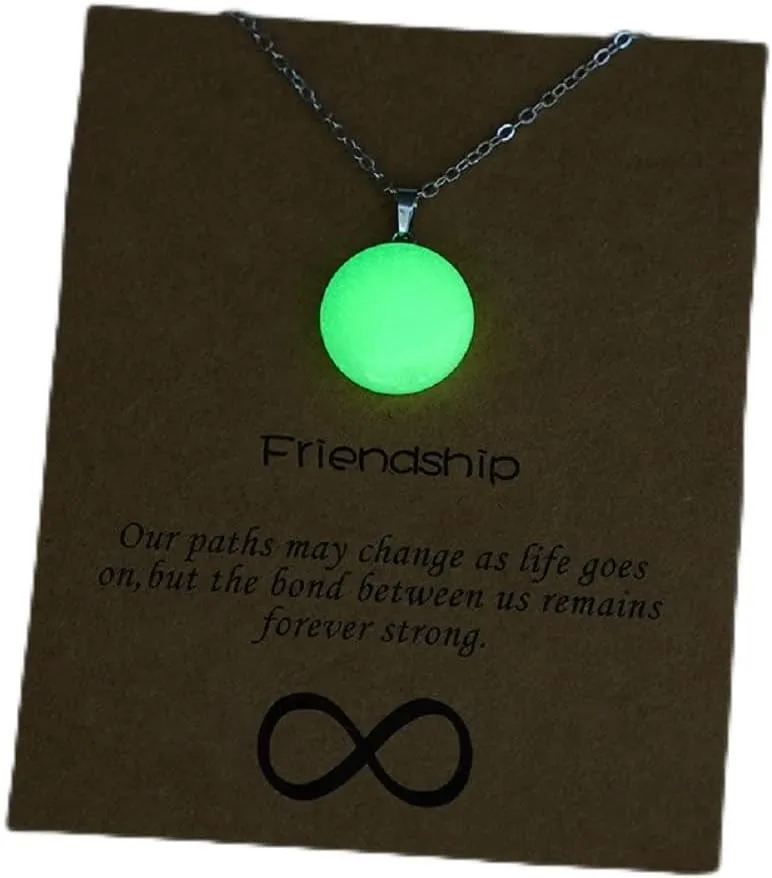 Glow in The Dark Crystal Pendant Necklace, Luminous Hexagonal Moonstone, Fluorescent Stone, Glowing Gemstone Cross Crystal Charms (Circular)
