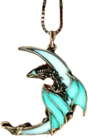 Glow-in-the-Dark Dragon Moon Pendant Necklace