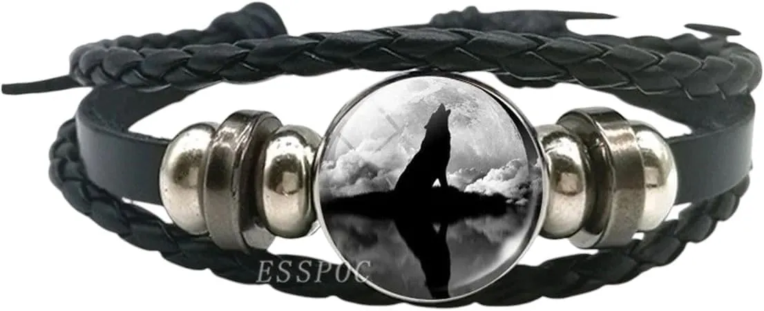 Glow in The Dark Wolf Head Bracelet Multilayer Leather Bracelet Charm Women Men Fashion Luminous Bracelets Wolf Jewelry
