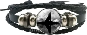 Glow in The Dark Wolf Head Bracelet Multilayer Leather Bracelet Charm Women Men Fashion Luminous Bracelets Wolf Jewelry