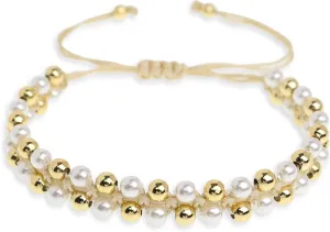Gold Ball Beads String Bracelets for Women, Charm Handmade Adjustable Boho Braided Rope Friendship Bracelet Summer Beach Jewelry Gift