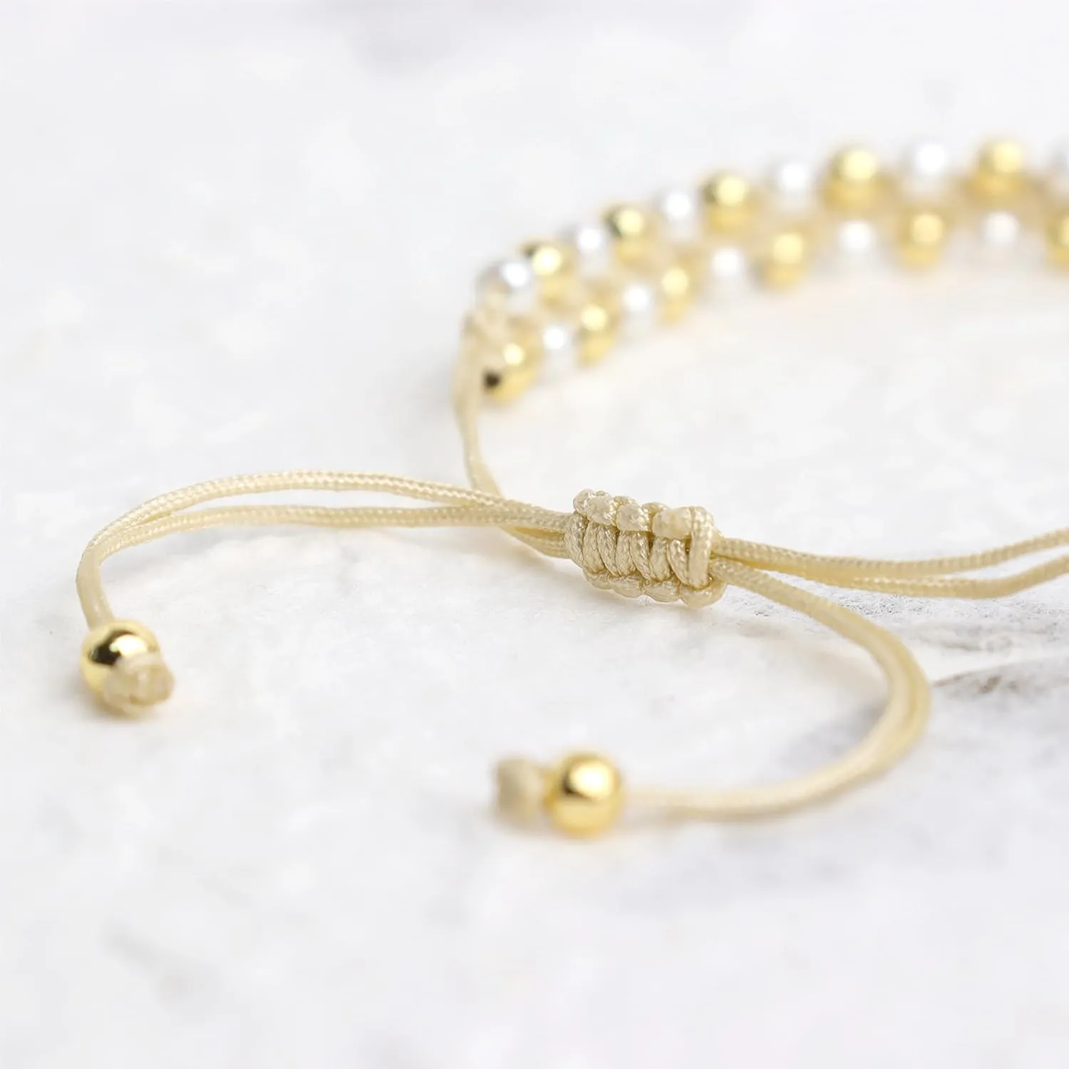Gold Ball Beads String Bracelets for Women, Charm Handmade Adjustable Boho Braided Rope Friendship Bracelet Summer Beach Jewelry Gift