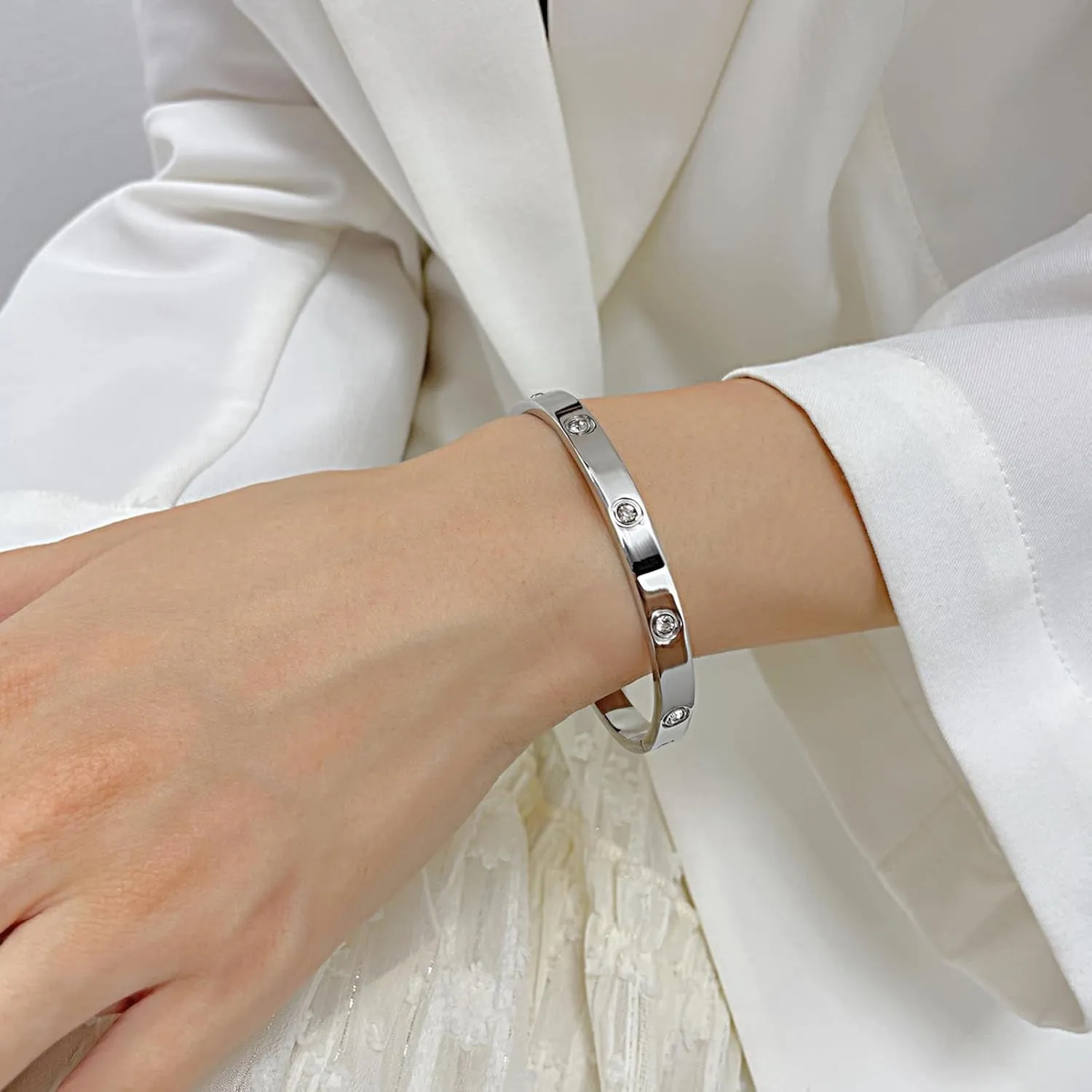 Gold Bracelets for Women,Chunky Open Hoop Earrings for Women,14K Gold Plated Friendship Bracelets Bangle Stainless Steel Jewelry Sets Valentines Christmas Gifts for Women