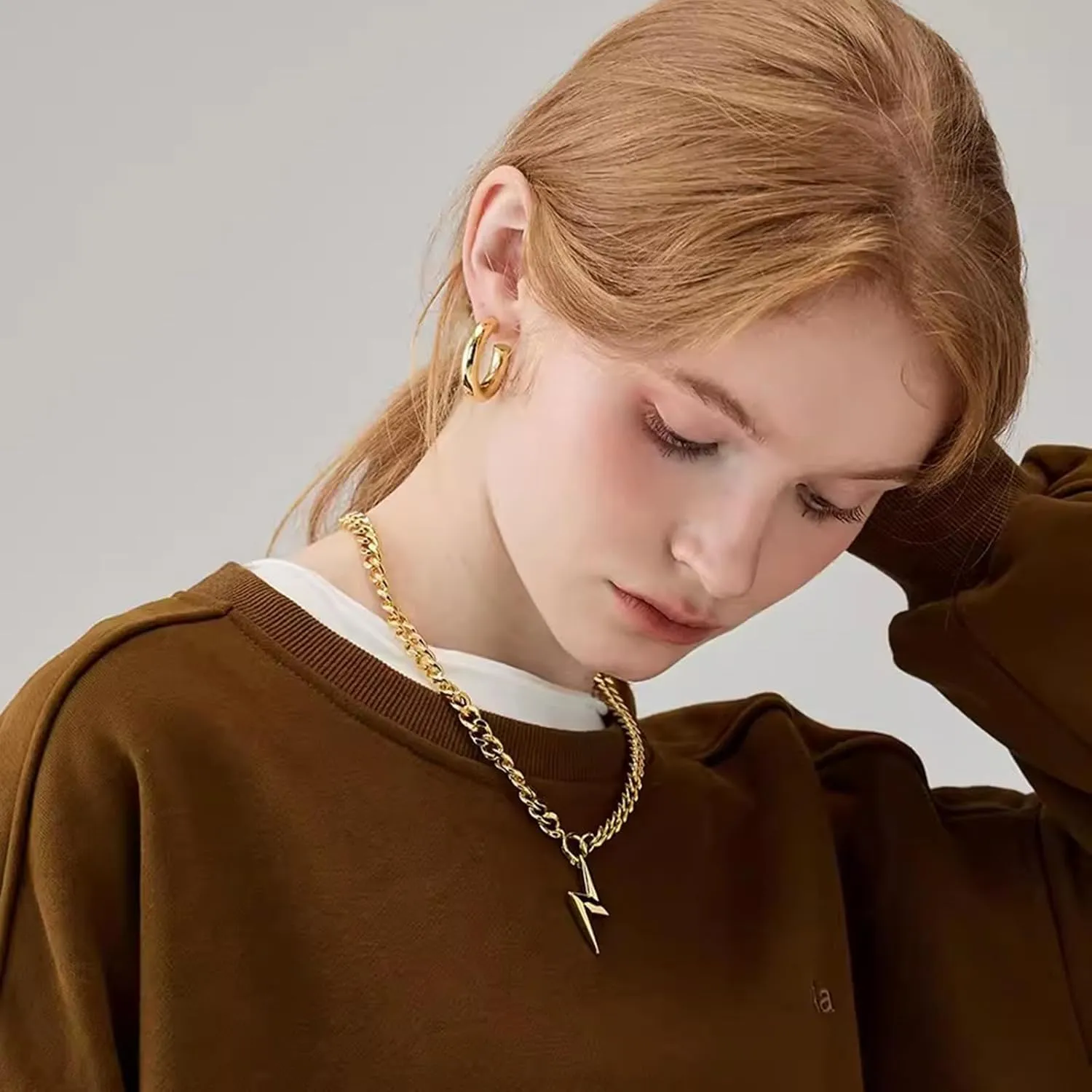 Gold Bracelets for Women,Chunky Open Hoop Earrings for Women,14K Gold Plated Friendship Bracelets Bangle Stainless Steel Jewelry Sets Valentines Christmas Gifts for Women