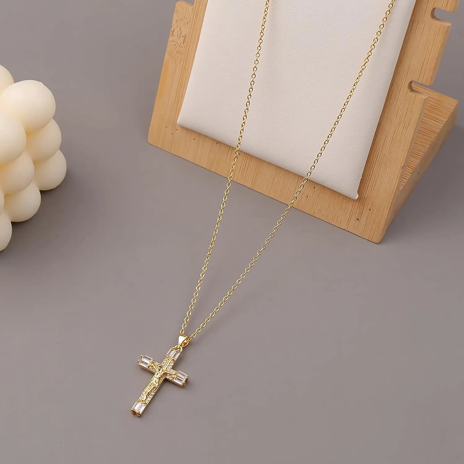 Gold Cross Necklace for Women - Handmade CZ Dainty Faith Pendant Necklace, 18K Plated Hypoallergenic Jewelry Gifts