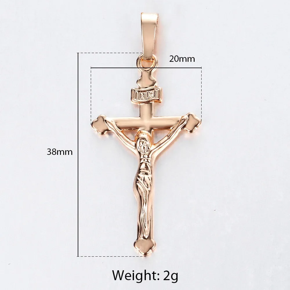 Gold Cross Pendant Necklace With Clear Crystal For Men and Women 5