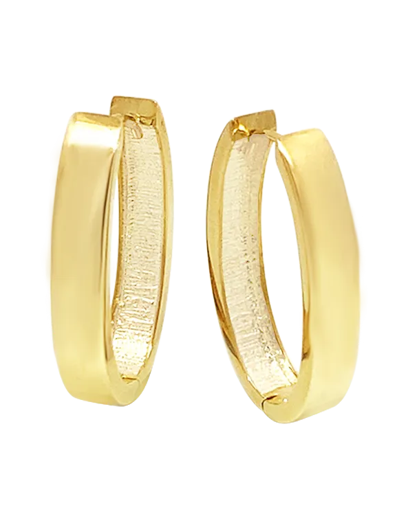 Gold Earrings - 10ct Yellow Gold Polished Oval 5mm Hoop Earrings - 783997