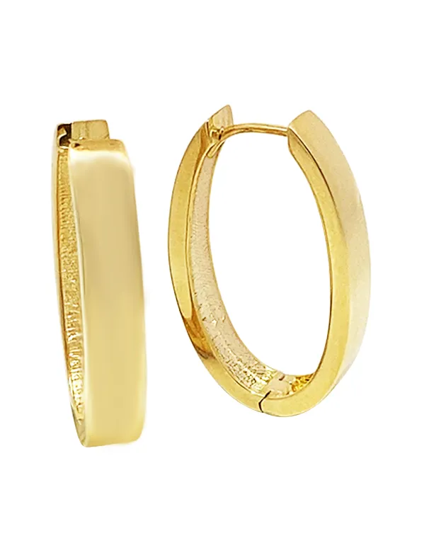 Gold Earrings - 10ct Yellow Gold Polished Oval 5mm Hoop Earrings - 783997