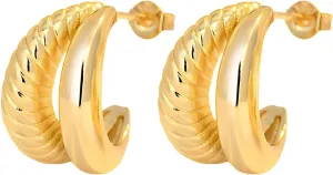 Gold Earrings for Women 14K Gold Plated Chunky Studs Earring Hypoallergenic Trendy Jewelry Earrings for Women Gift
