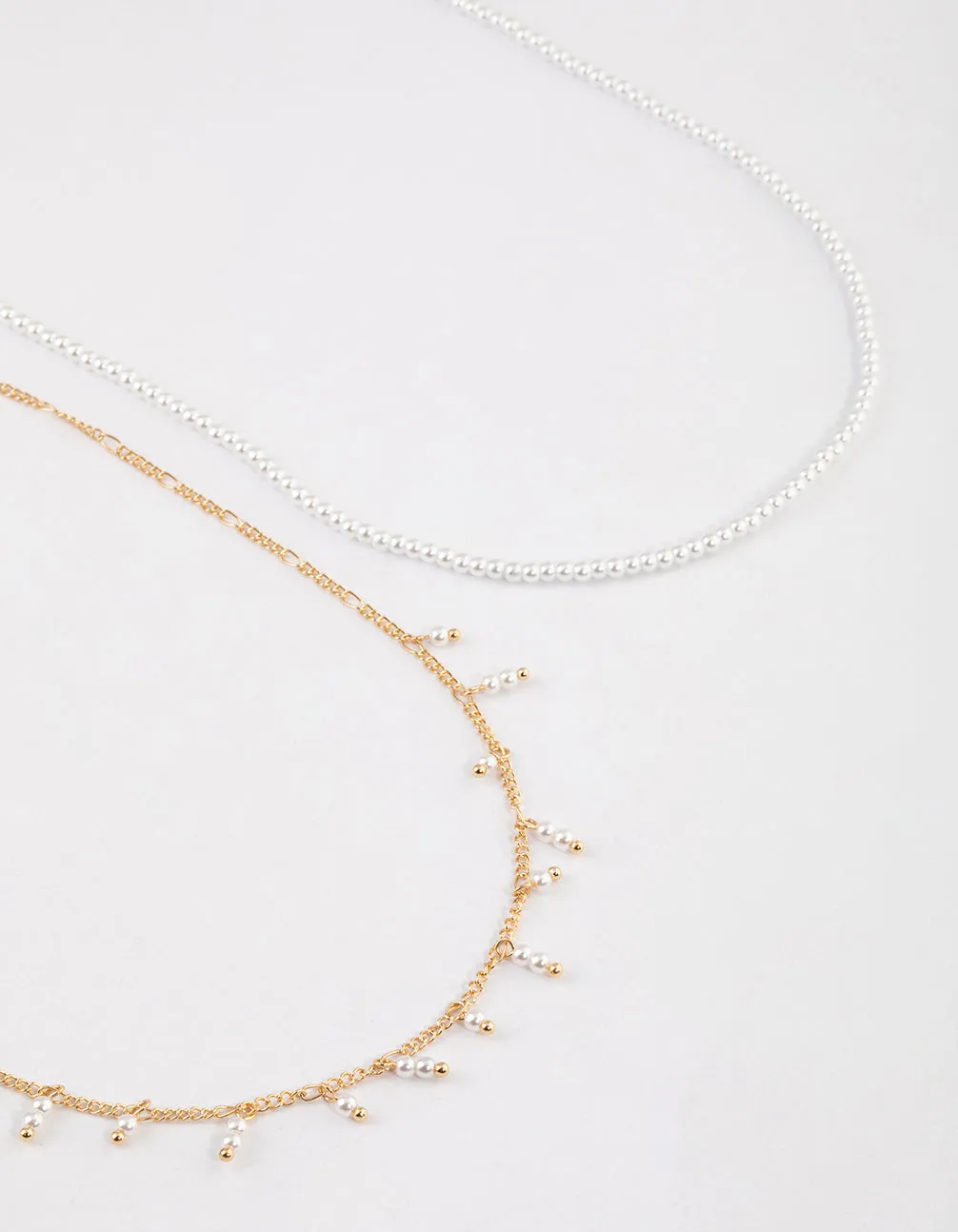 Gold Flower Pearl Layered Necklace