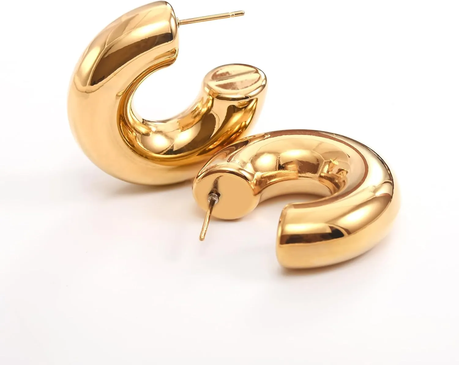 Gold Hoops Earrings for Women Gold Earrings Hoops Silver Hoop Earrings 18k Gold Plated Earrings Chunky Gold Silver Earrings, Ear Cuffs for Women Non Piercing Fashion Earrings for Women