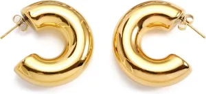 Gold Hoops Earrings for Women Gold Earrings Hoops Silver Hoop Earrings 18k Gold Plated Earrings Chunky Gold Silver Earrings, Ear Cuffs for Women Non Piercing Fashion Earrings for Women