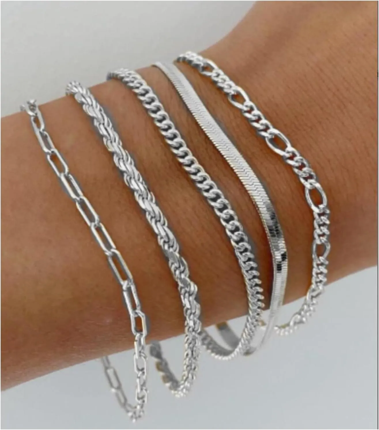 Gold Layered Bracelets Sets for Women Men Silver Stackable Beaded Bracelet Cuban Link Chain Cuff Bracelet Birthday Jewelry for Women Men