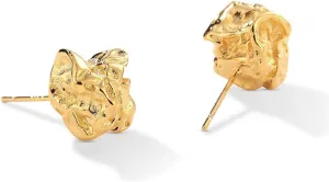 Gold Nugget Stud Earrings for Men Women Gold Plated Dainty Irregular Stud Earrings 925 Sterling Silver Posts Hypoallergenic Trendy