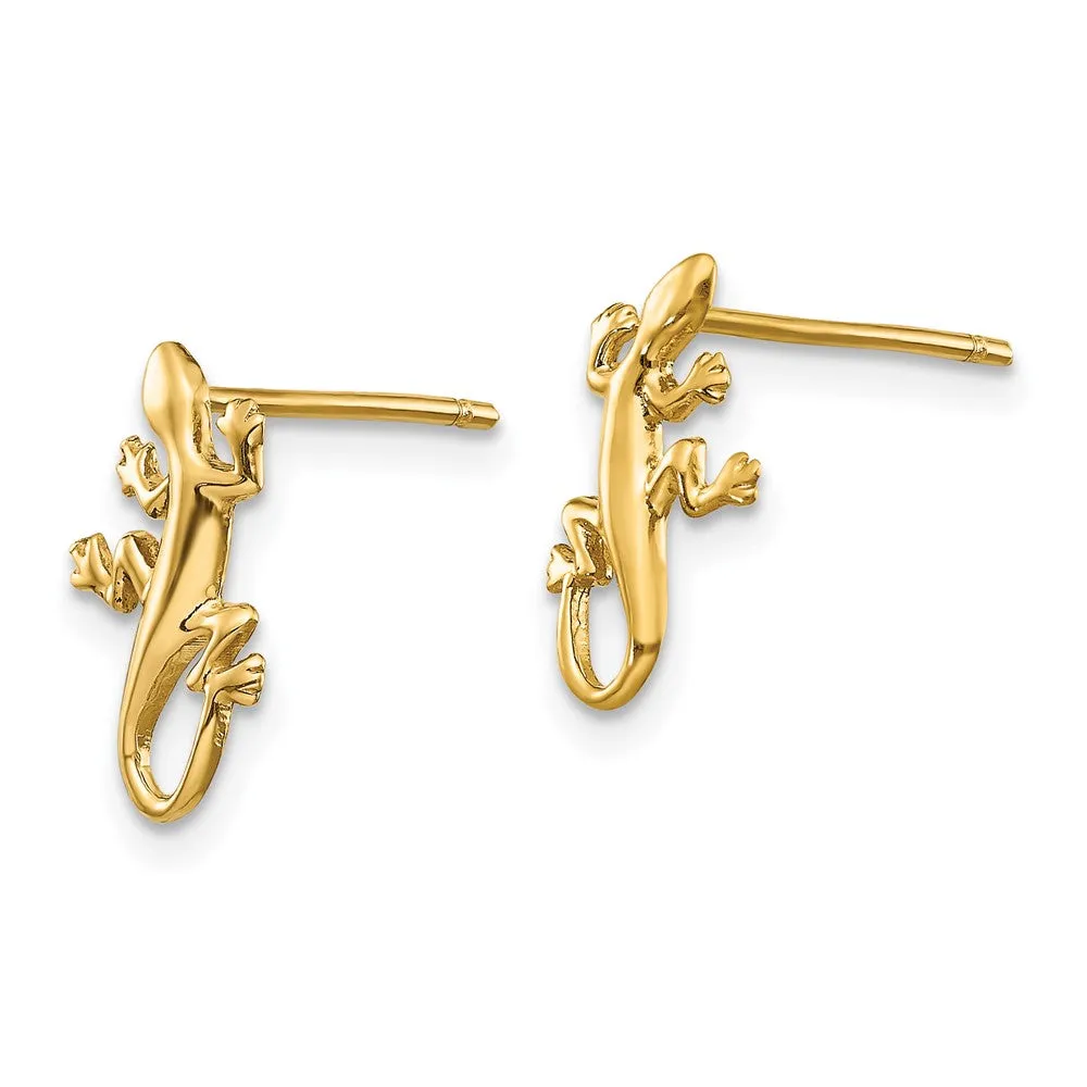 Gold Polished Gecko Post Earrings - Model TM738