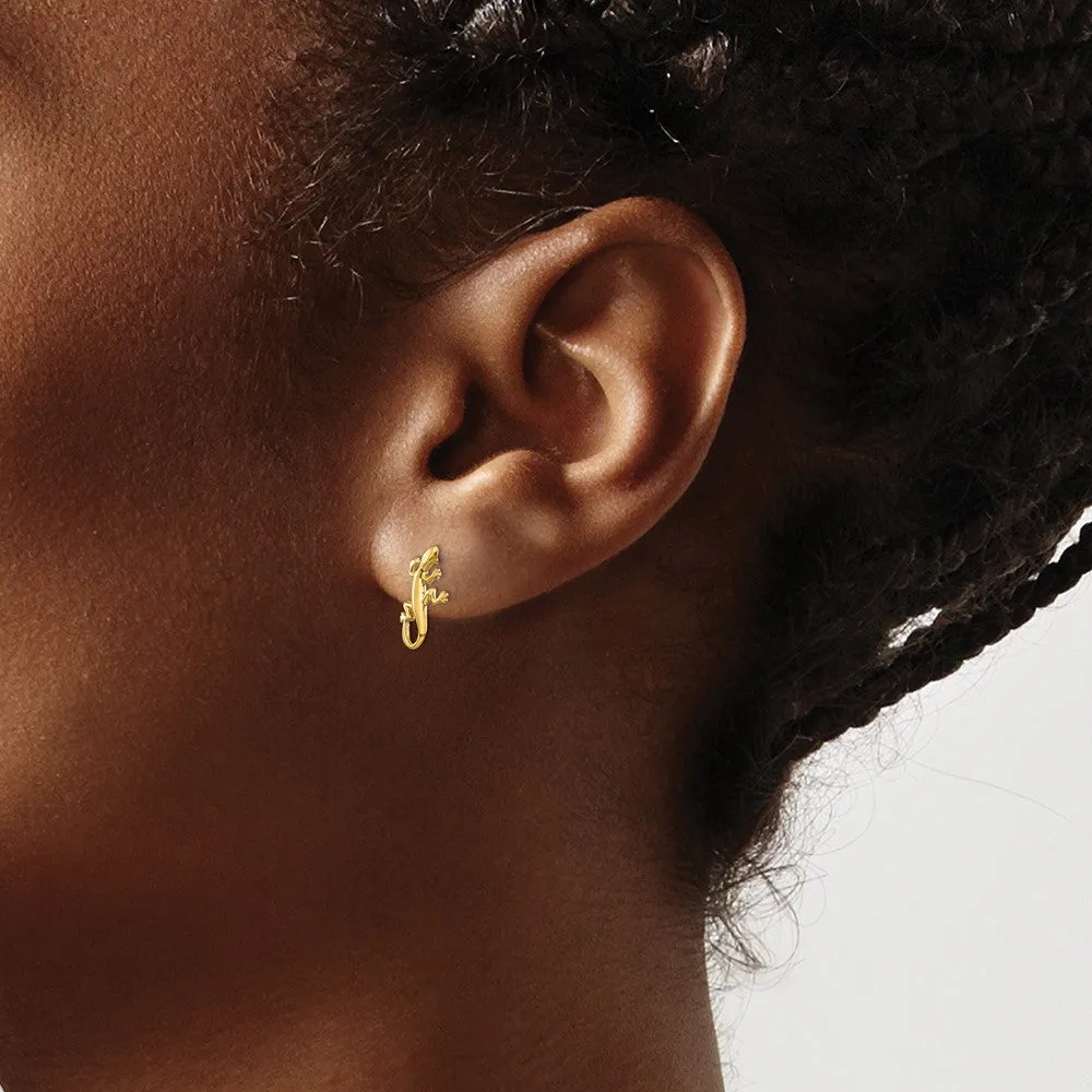 Gold Polished Gecko Post Earrings - Model TM738