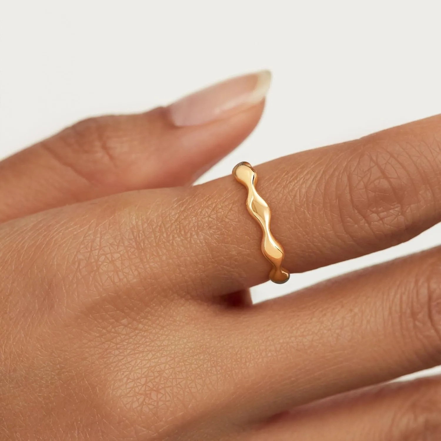 Gold Rings for Women Trendy 14K Gold Plated Dainty Band Stackable Chunky Rings Minimalist Finger Jewelry Gifts Size US6-8