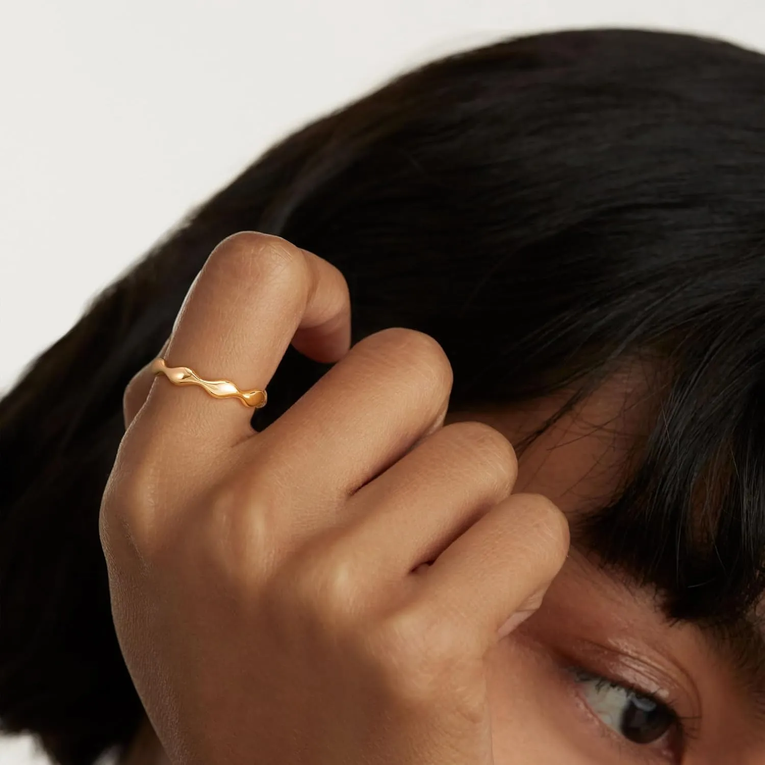 Gold Rings for Women Trendy 14K Gold Plated Dainty Band Stackable Chunky Rings Minimalist Finger Jewelry Gifts Size US6-8
